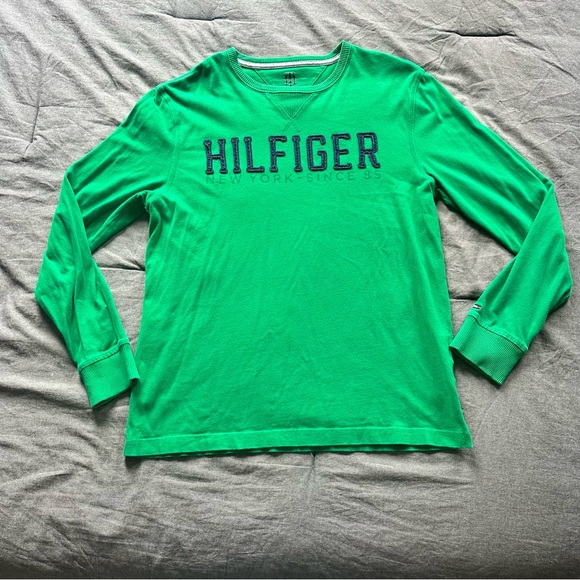 Tommy Hilfiger Men’s Medium Green Long Sleeve Sweater - Picture 2 of 7